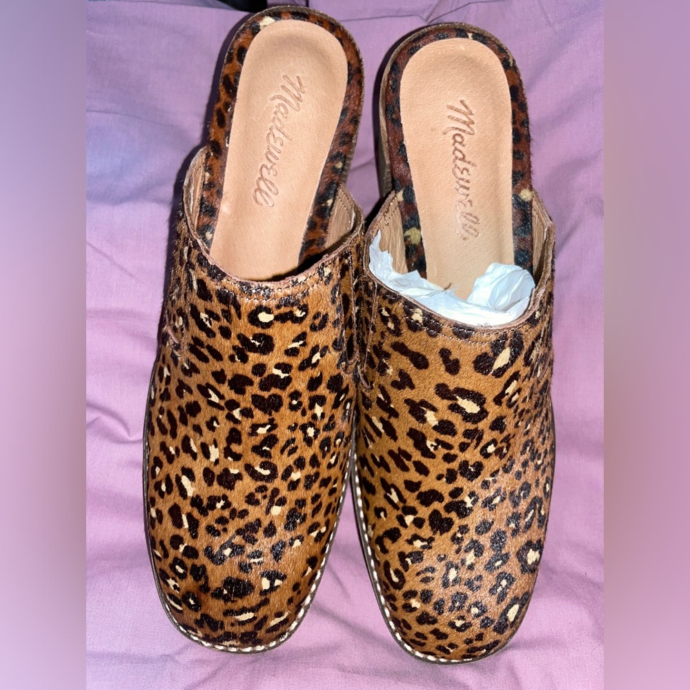 Madewell shoes The Carey Mule in Painted Leopard Calf Hair 6.5 slipper